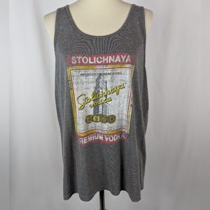 Stolichnaya Vodka Stoli Tank Top Gray Racerback Alcohol Party Bar Unisex Size L